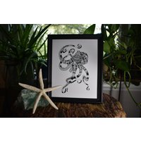 Oktopus Druck - Tinte Zeichnung Natur Kunstwerk Schwarz Und Weiß Tiere Wand-Dekor Geschenke Für Alle Zentangle Design von dualityink