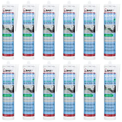 12x dubaust SAQ24 Aquarium Silikon 310ml Kartusche für Süsswasser und Meerwasser Aquarien Terrarium Glaskonstruktionen Aquariumkleber (Schwarz) von dubaust