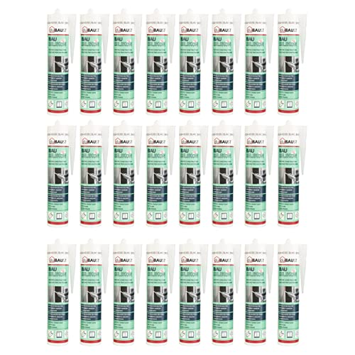 24x dubaust BAS24 Bausilikon Fenstersilikon Neutralsilikon Innen/Aussenbereich witterungsbeständig hochelastisch 310ml Kartusche (grau) von dubaust