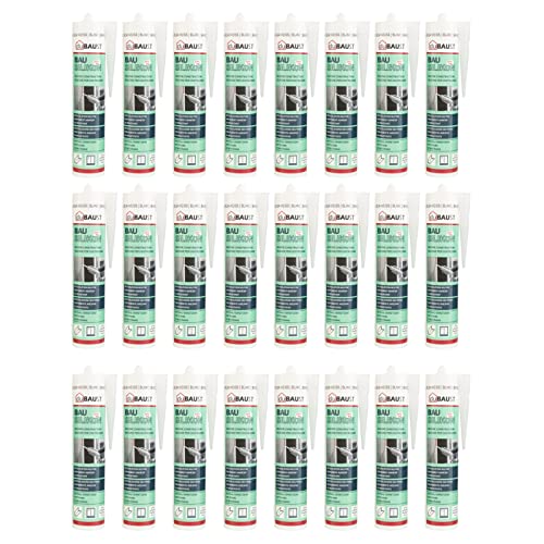 24x dubaust BAS24 Bausilikon Fenstersilikon Neutralsilikon Innen/Aussenbereich witterungsbeständig hochelastisch 310ml Kartusche (schwarz) von dubaust