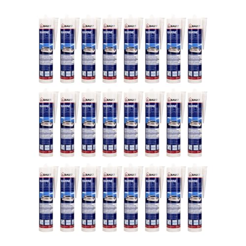 24x dubaust BOT24 Marine Klebdichtstoff für Boot Schiff Yacht Innen + Aussen UV-resistent Haftung auf allen Untergründen Bootskleber Dichtmasse 290ml Kartusche schwarz von dubaust