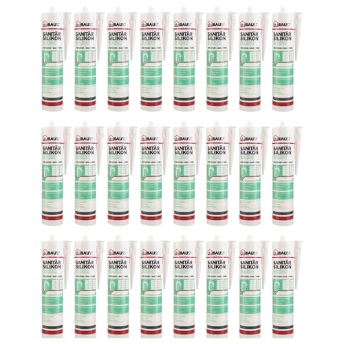 24x dubaust SAB24 Sanitärsilikon Basic elastisch dauernassbeständig schimmelresistent Bad Küche Dusche Feuchträume 300ml Kartusche (transparent) von dubaust