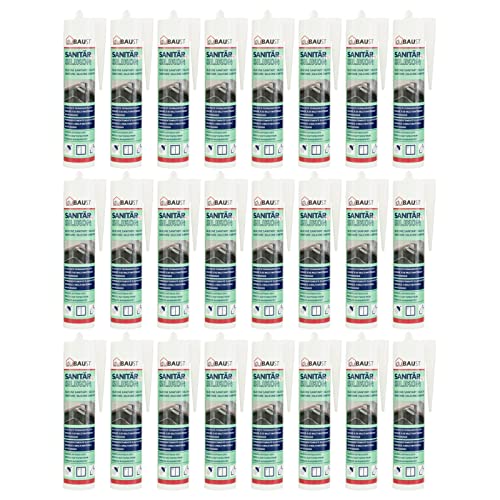 24x dubaust SAS24 Sanitärsilikon elastisch dauernassbeständig schimmelresistent Bad Küche Dusche Feuchträume 310ml Kartusche (hellgrau) von dubaust