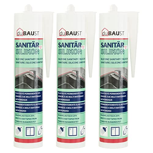 3x dubaust SAS24 Sanitärsilikon elastisch dauernassbeständig schimmelresistent Bad Küche Dusche Feuchträume 310ml Kartusche (dunkelgrau) von dubaust