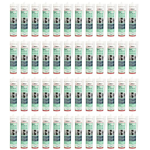 48x dubaust BAS24 Bausilikon Fenstersilikon Neutralsilikon Innen/Aussenbereich witterungsbeständig hochelastisch 310ml Kartusche (schwarz) von dubaust