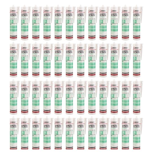 48x dubaust SAB24 Sanitärsilikon Basic elastisch dauernassbeständig schimmelresistent Bad Küche Dusche Feuchträume 300ml Kartusche (weiss) von dubaust