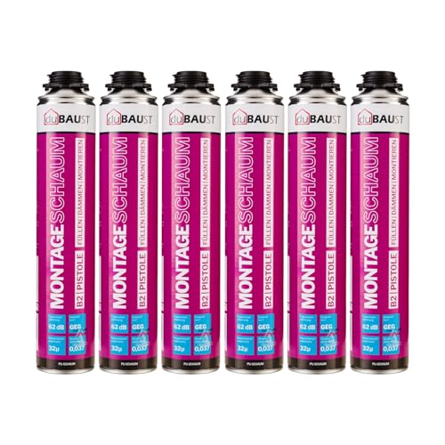 6x dubaust MSP24 Bauschaum Montageschaum Pistolenschaum 750ml Kombisets PU Füllschaum Dämmschaum hohe Schalldämmung Wärmedämmung Isolierend B2 750ml von dubaust