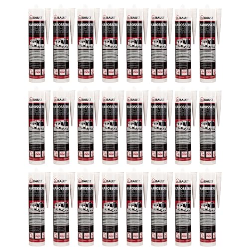 24x dubaust Karosseriekleber Montageklebstoff Dichtstoff für Auto Wohnmobil Innen + Aussen UV-resistent Haftung auf allen Untergründen Karosseriekleber Caravan Dichtmasse 290ml Kartusche schwarz von dubaust
