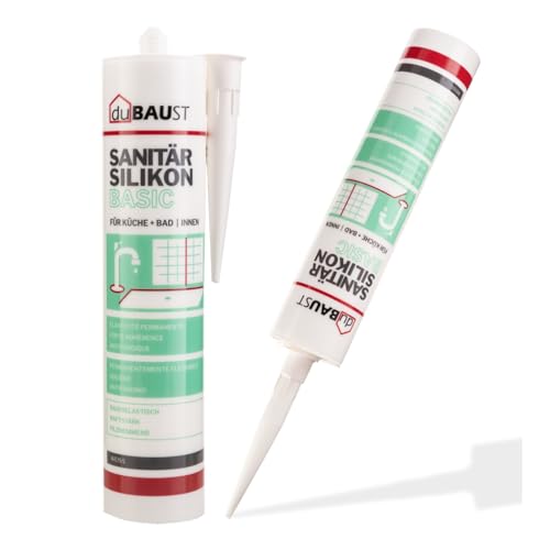 dubaust SAB24 Sanitärsilikon Basic elastisch dauernassbeständig schimmelresistent Bad Küche Dusche Feuchträume 300ml Kartusche (schwarz, 1) von dubaust