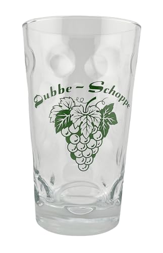 Pälzer Dubbe Schoppe 0,5 L - Dubbeglas mit Aufdruck (grün) "Dubbe-Schoppe" und Weintrauben von dubbeglas.shop