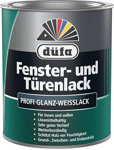 düfa Fenster- und Türenlack 750 ml Weißlack Glanzlack │ weißer Lack für Fenster und Türen │ 3in1 Profi Glanz-Weisslack von düfa