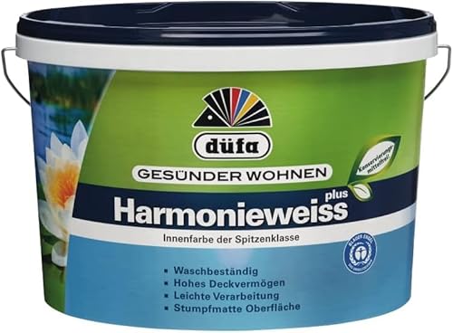 düfa Harmonieweiss plus kf | stumpfmatte Wandfarbe | konservierungsmittelfrei | Allergiker-geeignet (10 Liter) von düfa