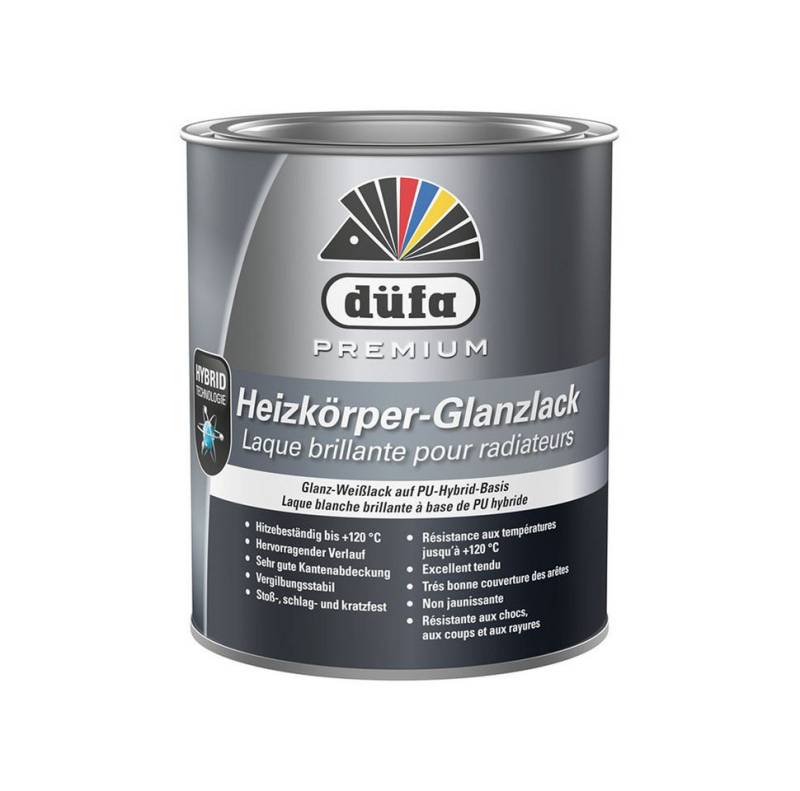 düfa Heizkörperlack PREMIUM Oberflächenlack für Heizkörper glänzend weiß 750 ml Lack, Vergilbungsfrei und schnell trocknend von düfa