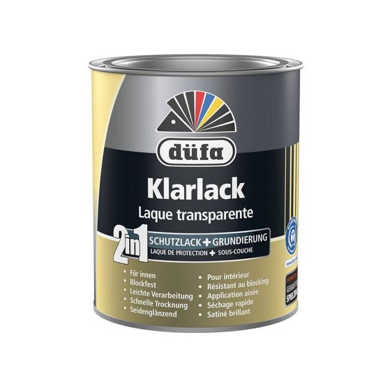 düfa Klarlack 2in1 Schutzlack + Grundierung seidenglänzend 750 ml Lack, geeignet für Kinderspielzeug von düfa