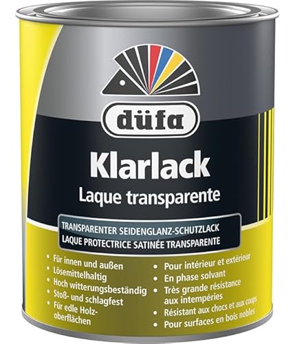 düfa Klarlack seidenglänzend 750 ml transparenter Lack Schutzlack Glanzlack │ Innen & Außen von düfa