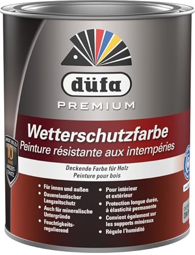 düfa Premium Wetterschutzfarbe SCHWEDENROT 750ml Holzfarbe Dauerschutzfarbe Holzlack │ Wasserbasiert │ für Innen & Außen von düfa