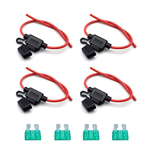 FUJIE 4 Stück KFZ Sicherungshalter Gehäuse Vergossen Flachsicherungen 32V/30A Inline Wasserdichte Box Stecker mit voll Vergossenem Gehäuse von duisoad