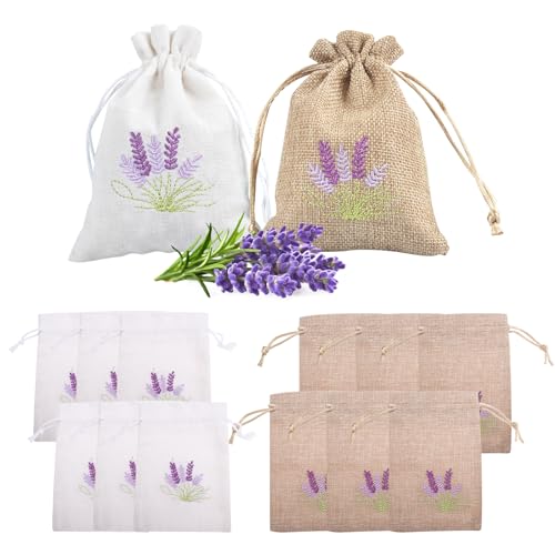 duisoad 12 Stück Lavendelsäckchen, Lavendel Beutel Leer, Lavendelbeutel Leinensäckchen für Lavendel, Gewürze, Kleiderschränke, Autos von duisoad