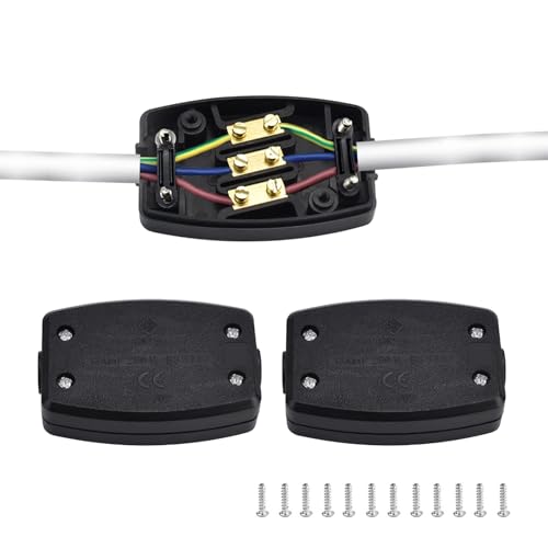 duisoad 2 Stück Abzweigdose 3-Poliger Elektrische Anschlussdose Weiß Connector Block Junction Box von duisoad