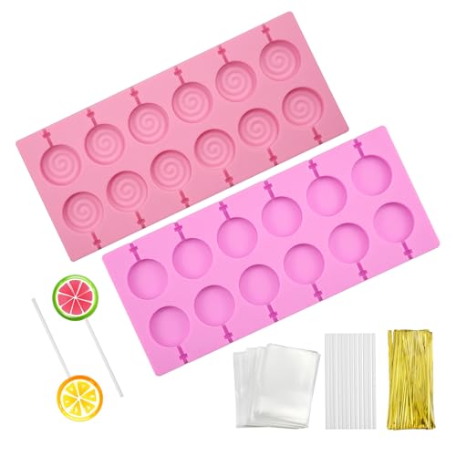 duisoad 2 Stück Silikon Lollipop Form Cake Pop Silikonform Runde Lutscherform aus Silikon Cake Pop Formen für Süßigkeiten, Schokolade, Keksen und Gelees von duisoad