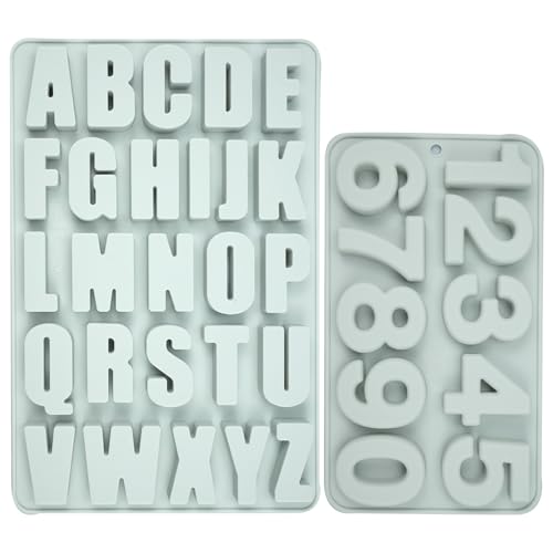 duisoad 2 Stück Silikonform Buchstaben, Silikonform Buchstaben Set Schokoladenform Silikon Zahlen 0-9 und A-Z-Alphabet Schokoladenform für Backen, Plätzchen, Kuchendekoration von duisoad