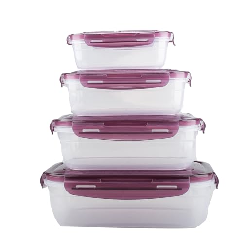 duisoad 4 Stück Frischhaltedosen mit Deckel, 280ml/500ml/1000ml/1800ml Gefrierdosen Tiefkühldosenset für Mikrowellenöfen, Kühlschränke, Wiederverwendbar von duisoad