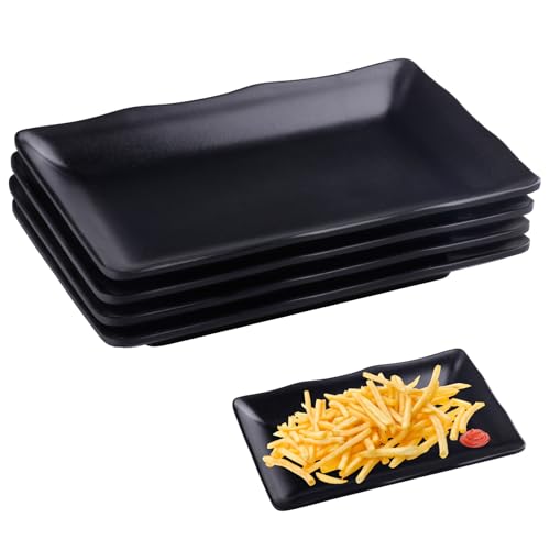 duisoad 4 Stück Teller Rechteckig, Servierplatte Porzellan Rechteckige Servierplatten für Fleisch, Sushi, Snacks, Salate von duisoad