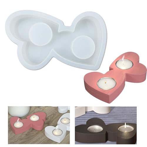 duisoad Herz Teelichthalter Silikonform Herz Liebe Herzform Silikonform für Kerzen, Ornamente, Behälter von duisoad