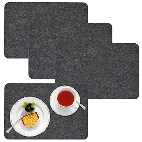 DuneDesign 4 Extra-Dicke Filz Tischsets 43x30x0,5cm Edle Platzsets Platzdeckchen Tisch-Unterlage Filzunterlage Grau von DuneDesign
