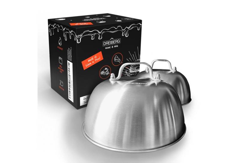 duomio Grillschale DREIBERG® 2er Set – Edelstahl Schmelzglocke Abdeckhaube für Grill, (2-St) von duomio