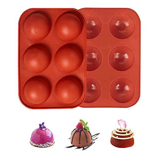 duoyif Schokoladenformen Halbkugel Silikonform 6 Löcher Ø 5cm Kugelformen Backform Kugel Silikonform Kugel Schokoladenform Für Diy Schokolade Kugel Eiswürfel Gelee Dome-Mousse Kuchen Seife 2Stück von duoyif