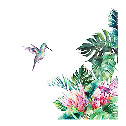 duoyif Wandtattoos Pflanzen Tropische Wandsticker Aufkleber, Wandaufkleber Pflanzen Grün Aquarell Aufkleber, Wandsticker Für Wohnzimmer Kinderzimmer Schlafzimmer Küchenmöbel Flur Wanddeko, 68 x 60 cm von duoyif