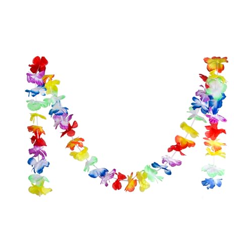 douyif Hawaiian Girlande De Blumen Hibiskus Hawaiian Blumengirlande Deko Hawaiian Garland Hibiscus für Hawaii Tropische Karneval Sommer Strand Theme Aloha Tiki Party Hängedeko (2 Meter) von duoyif