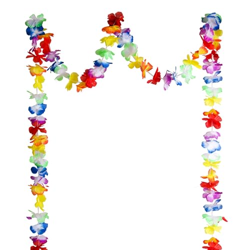 douyif Hawaiian Girlande De Blumen Hibiskus Hawaiian Blumengirlande Deko Hawaiian Garland Hibiscus für Hawaii Tropische Karneval Sommer Strand Theme Aloha Tiki Party Hängedeko (4 Meter) von duoyif