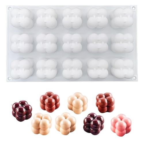 douyif Silikonform Würfel Schokoladenform Silikonform 15 Cavity 3D Cube Würfel Bubble Schokoladenform für Schokolade Diy Pudding Kuchen Süßigkeiten von duoyif