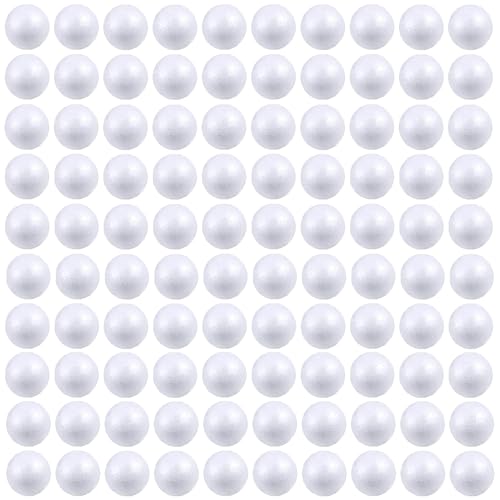 douyif Styroporkugel Weiße 2.5cm 100stk Schaumkugeln Styropor Polystyrol Kugeln Vollkugel Weiße Styropor Kugeln Zum Bastel für DIY Craft Schulprojekte Wissenschaft Modellierung Partydeko (2.5cm) von duoyif