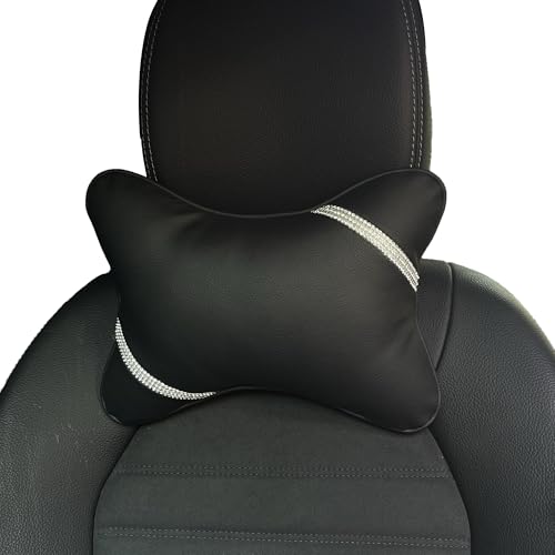 duoyif Auto Nackenkissen Kopfstütze, Auto-Kopfstütze Mit Strass-Design, Autokissen Zum Fahren Aus Leder Und Baumwolle, Nackenstütze Kissen Für Autositze Bürostühle Spielstühle 1Stück (Diamant g) von duoyif
