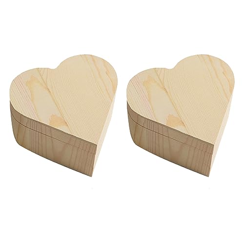 duoyif Holzkiste Mit Deckel13x13x7cm Herzbox Holz Schatulle Herzform Unlackiert Holzschachtel Kleine Schatztruhe Holz Geschenkbox Holzkiste für DIY Bemalen Hochzeit Weihnachten 2Pcs von duoyif