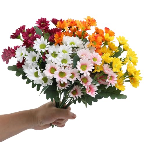 duoyif Künstliche Blumen Deko Kamille Bunt 5 Bündel Schleierkraut Kunstblumen, Seidenblumen Wie Echt, Kunstblume Balkon, Plastik Blumen Dekor Für Gräber Garten Tischaufsätze Zimmerdeko (Bunt b1) von duoyif