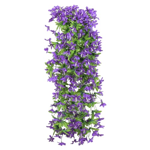 duoyif Kunstpflanze Lila Kunstblätter Pflanzen Blumen Girlande Blumen Lange 80cm Balkonblumen Kunstpflanze für Lila Room Decor Party Deko Zuhause Garten Wanddeko Hochzeit 1stk von duoyif