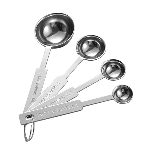 duoyif Messlöffel Aus Edelstahl, 4 Stück Dosierlöffel Set 15ml 5ml 2,5ml 1,25ml, Klein Löffel Kaffeelöffel Teelöffel Mit Messlineal, Measuring Löffel Zum Backen Pulver Gewürze Kaffee (Silber, spoons) von duoyif
