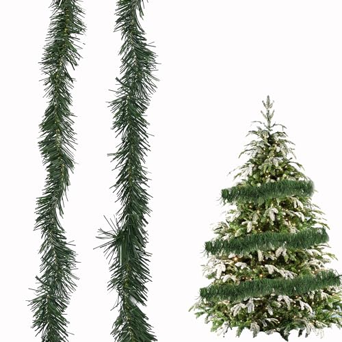 duoyif Tannengirlande 5,4mx7cm Künstlich Tanne Weihnachtsgirlande, Tannen Girlanden, Tannenbaum Girlande Für Deco Weihnachtsfeiern Gärten Türen Zäune Treppen Christbaumschmuck 2stück (Tannengirlande) von duoyif