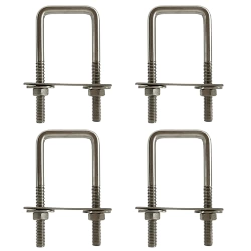 duoyif U Bolzen U Bügel 40 mm x 100 mm 4Stk U-Schrauben M8, Vierkant U-Bolzen 304 Edelstahl Mit Mutter Rahmen Und Unterlegscheibe, Bügelbolzen Für Rohr Befestigung Auto Abschleppen (M8-40x100mm) von duoyif