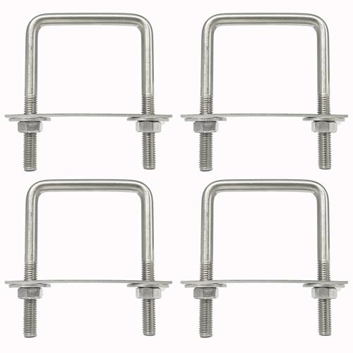 duoyif U Bolzen U Bügel 60 mm x 90 mm 4Stk U-Schrauben M8, Vierkant U-Bolzen 304 Edelstahl Mit Mutter Rahmen Und Unterlegscheibe, Bügelbolzen Für Rohr Befestigung Auto Abschleppen (M8-60x90mm) von duoyif