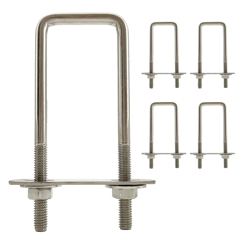 duoyif U Bügel U-Schrauben 30 mm x 95 mm M6 5Stück, Vierkant U-Bolzen 304 Edelstahl Mit Muttern Rahmenplatte Runde Unterlegscheiben, Bügelbolzen Für Rohr Befestigung Auto Abschleppen (M6 30x95mm) von duoyif