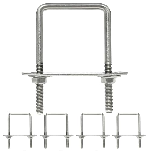 duoyif U Bügel U-Schrauben 45mm x 80mm M6 5Stück, Vierkant U-Bolzen 304 Edelstahl Mit Muttern Rahmenplatte Runde Unterlegscheiben, Bügelbolzen Für Rohr Befestigung Auto Abschleppen (M6 45x80mm) von duoyif