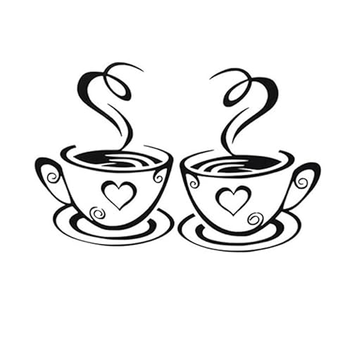 duoyif Wandtattoo Coffee Wandsticker Kaffee Wandaufkleber Kaffeetasse Wandtattoo Schwarzer Cafés Wandaufkleber für Kaffeestube Büro Wohnzimmer Esszimmer Küche Kaffee wanddekoration 30 x 18 cm von duoyif