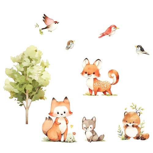 duoyif Wandtattoo Dschungel Tiere Wandaufkleber Waldtiere DIY Tiere Wandtattoo Waldtiere Vogel Baum Wandsticker Safari Dschungel Wandsticker Kinderzimmer Babyzimmer Schlafzimmer Wanddeko von duoyif