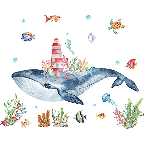 duoyif Wandtattoo Wale Wandsticker Unter Dem Meer Wandtattoo Kinderzimmer Wandtattoo Fische Unterwasserwelt Schloss Wal Wandaufkleber Für Babyzimmer Kinderzimmer Spielzimmer Zimmer Wanddekoration von duoyif