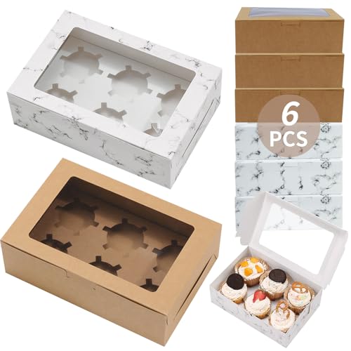 Tortenkarton Torten Transport Box Cake Box,6 Stück Karton Cupcake Fall Tortenversandkarton mit Klarsichtfenster Dicker Karton Geeignet für den Transport von Gebäck auf der Straße Weiß und Braun von duozoanz